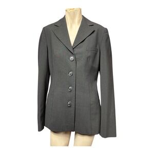 BARAMI Women's Charcoal Gray Tailored Blazer Button Front Office Career